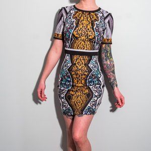 Kaleidoscope Patterned Stretchy Bodycon Dress